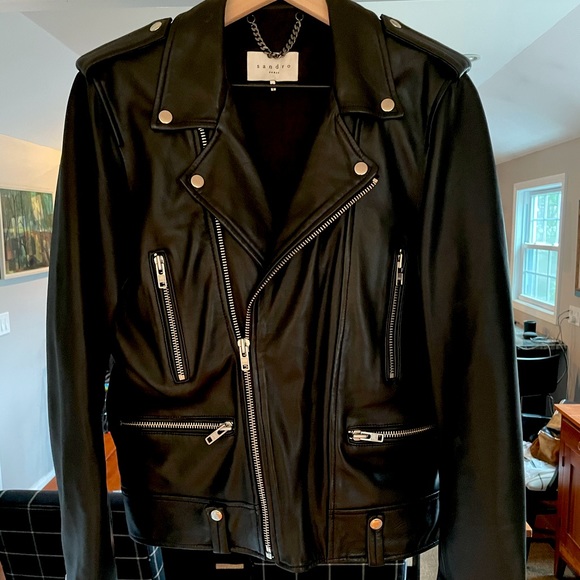 Sandro Other - Sandro Lambskin Leather Biker Jacket